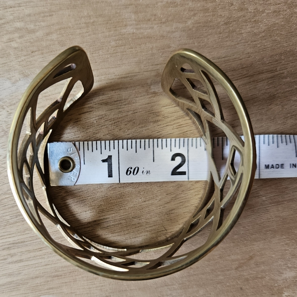 Bisjoux Gold Geometric Openwork Brass Cuff - Picture 7 of 7